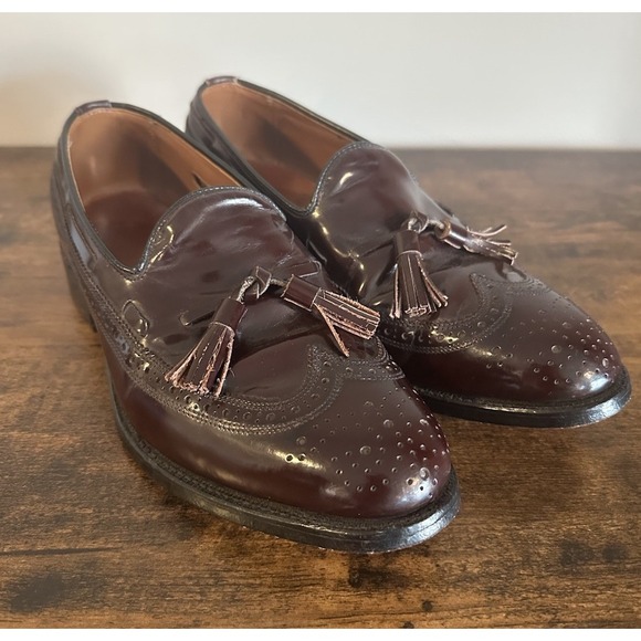 Allen Edmonds Manchester  Loafers Mens 7D Brown Leather Made In USA Tassle - Picture 1 of 14